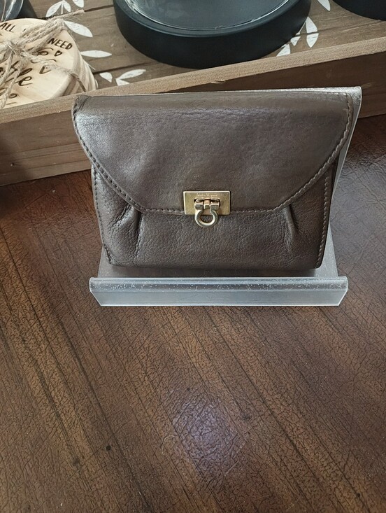 Salvatore Ferragamo Handbags - Salvatore Ferragamo Dark Brown Leather Compact Wallet with Gold-Tone Hardware